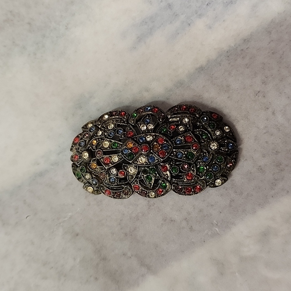 Art Deco MultiColor Rhinestone Brooch